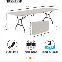 Lifetime  8 ft. Fold-in-Half Table Almond 