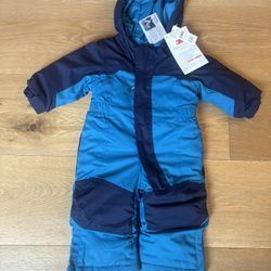  L.L Bean Cold Buster Snowsuit Baby size 6-12 months Blue one pieces hooded 