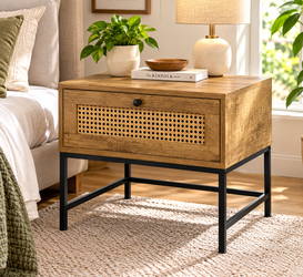 Rattan Nightstand with Drawer