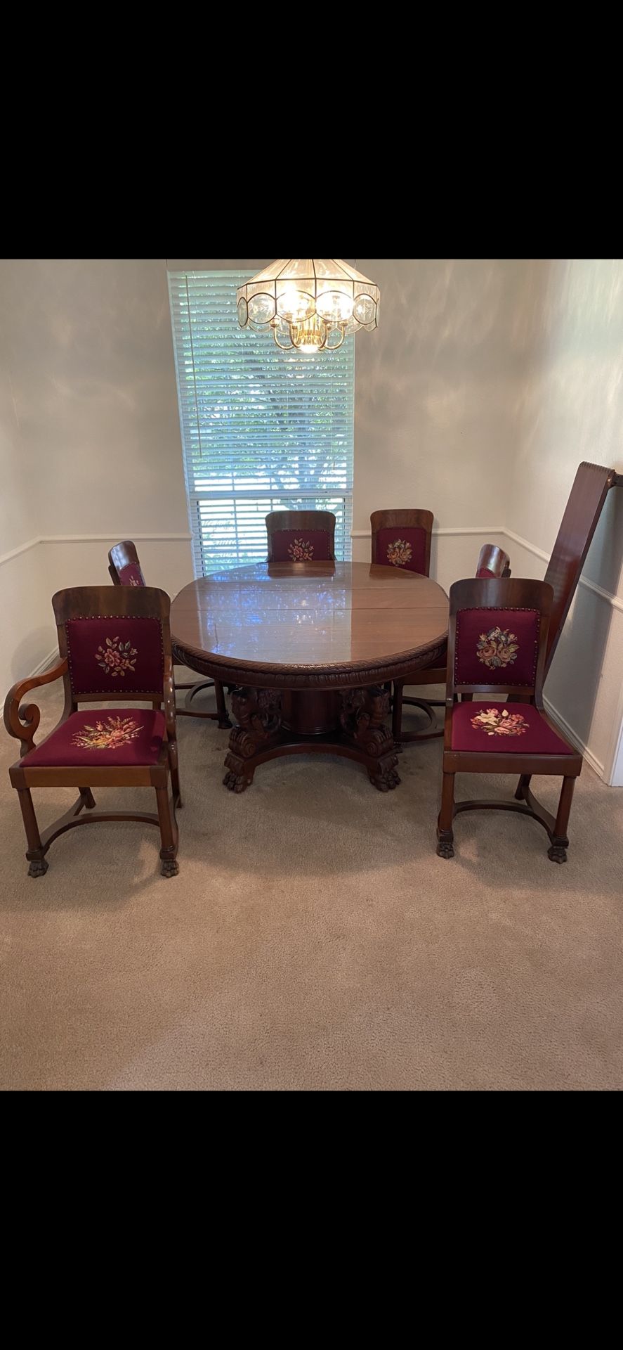 Antique Hand Carved Dragon Unique Dining Table And Chairs