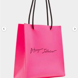 Betsey Johnson Neon Pink Tote with Black Handles $45