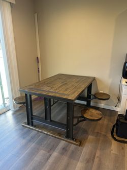 Real Wood Dining Table with attached 4 Chairs