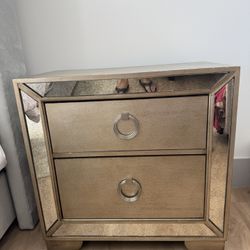 2 ZGallerie Ava mirrored Two Drawer Modern Nightstand