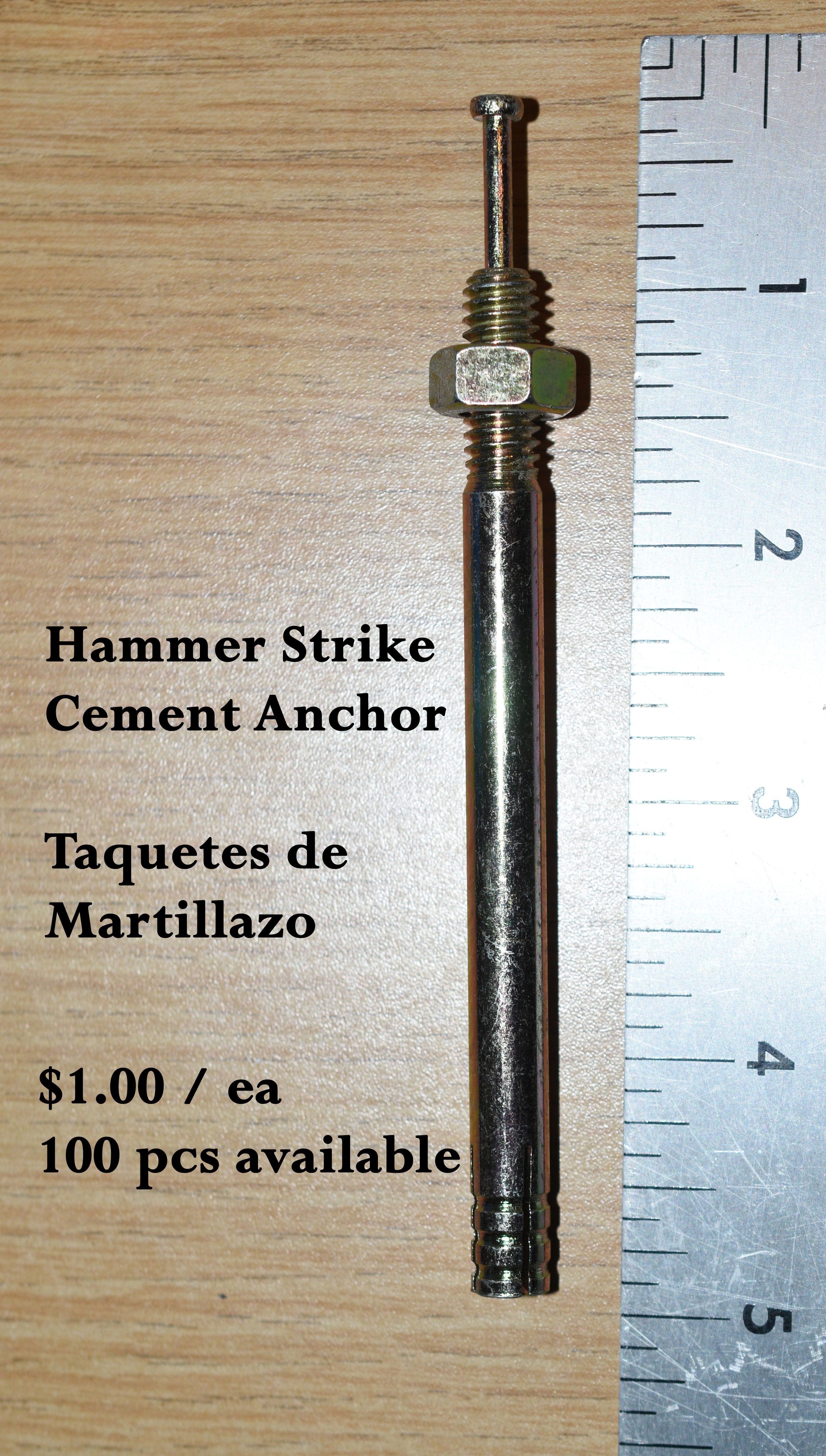 WEDGE Cement Anchor Hammer Strike Pin 5/8" x 4+" Steel Brass Alloy - Taquetes de Fierro para Cemento