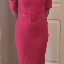 Hot Pink Dress With Belt