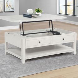 **SALE** 48-inch Mobile Lift Top Coffee Table Distressed White! 