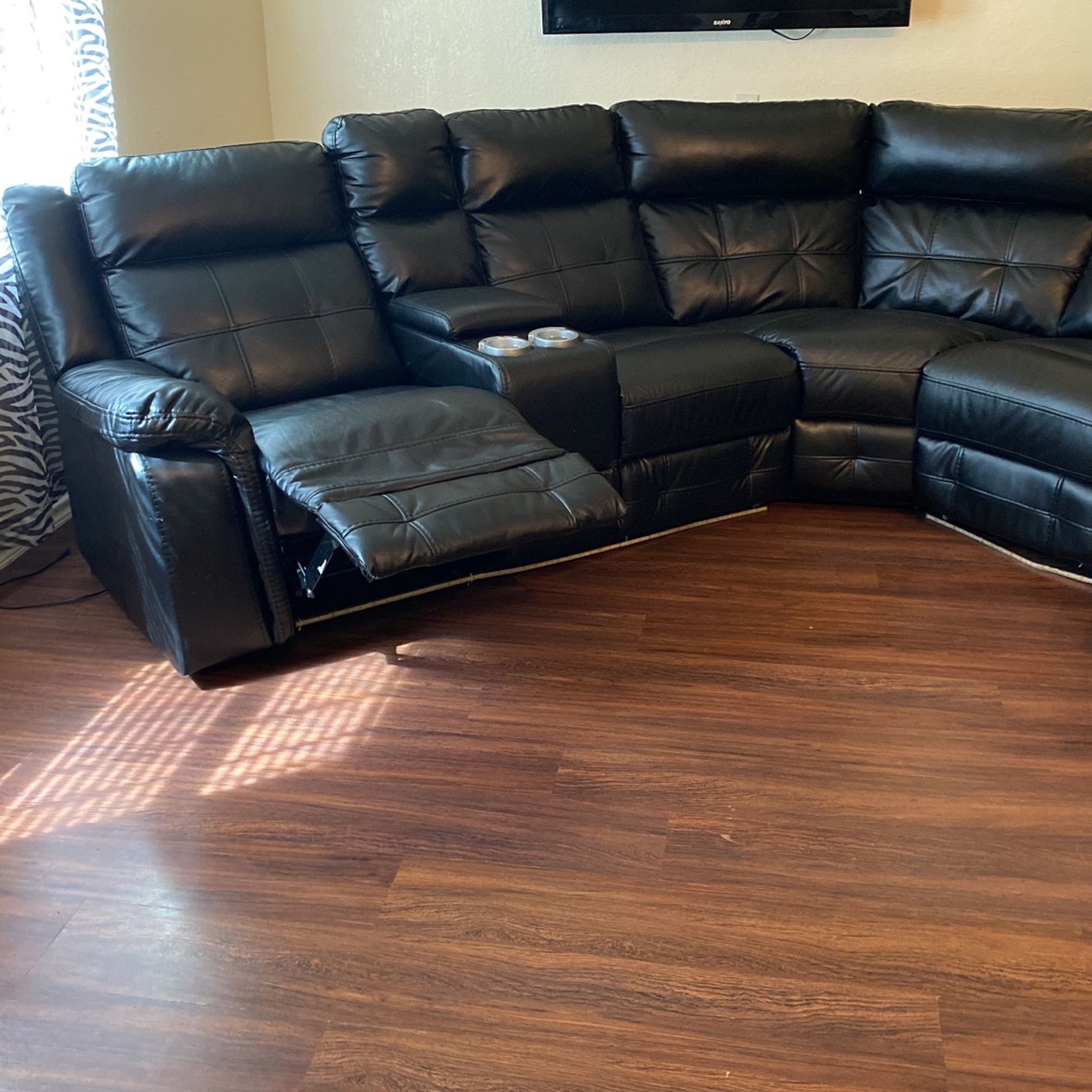 Black leather sofa sectional