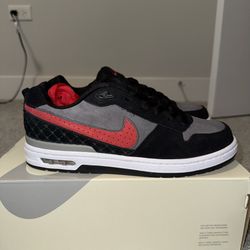 NIKE SB- PAUL RODRIGUEZ ZOOM AIR LOW- MEN’S 9.5- BLACK/ VARSITY RED/  FLINT GREY/ BLACK- Clean W/Box