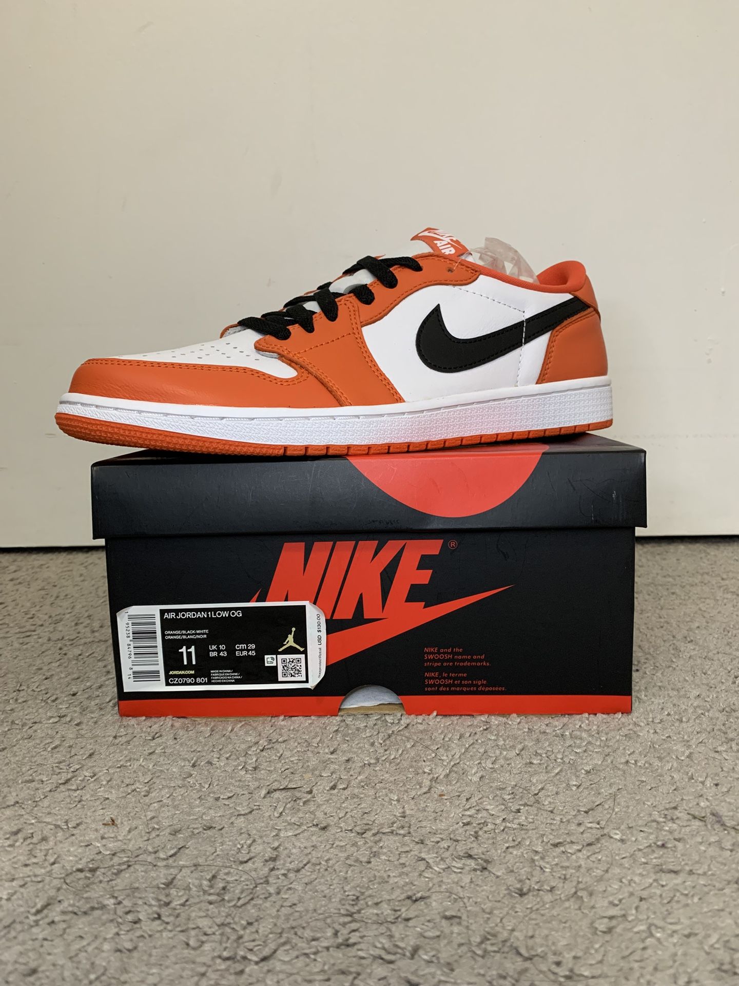 DS JORDAN 1 LOW OG STARFISH SIZE 10.5 & 11