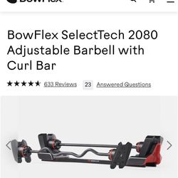 Bowflex Adjustable Barbell With Weight Upgrade (120lbs)  & Curl bar $500 (Salinas)