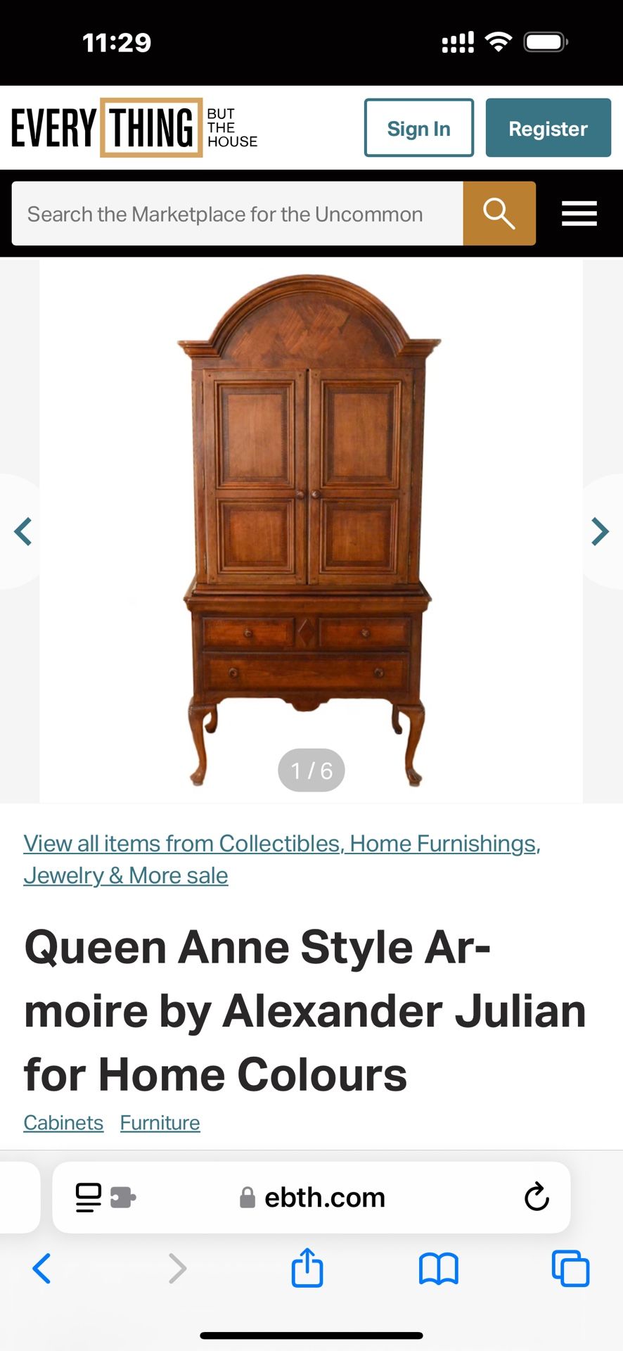 Queen Anne Style Armoire Entertainment Center by Alexander Julian for Home Colours