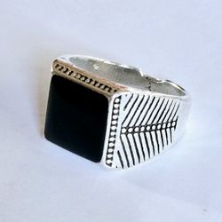 BLACK ONYX TITANIUM FOREVER WEAR SILVER NEW SIZE 11 MENS  RING