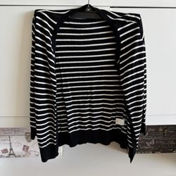 Black and White Stripes New York Company Sweater Cardigan for Women - Long Sleeves, Size S