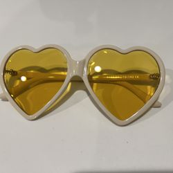 Retro Yellow Kaleidoscope Heart Sunglasses
