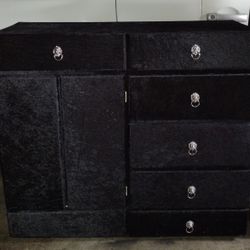 Black Velvet Large Dresser W/ Matching Nightstands 