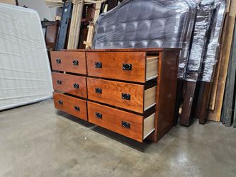 6-Drawer Wood Dresser with Black Hardware