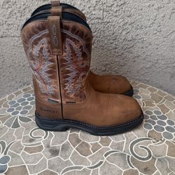 WORK BOOTS ARIAT COMPOSITE TOE WATERPROOF SIZE 7.5 MENS 