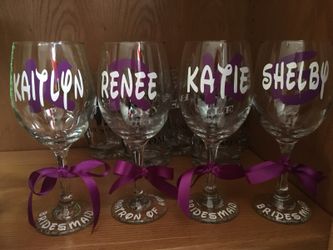 Personalized Bridal Party Wine Glasses
