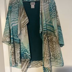JM Collection Women’s Cardigan With Teal Shell 
