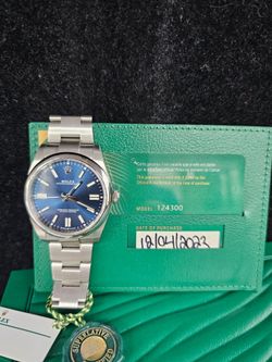 2023 Rolex Oyster Perpetual 124300 41mm Blue Dial Stainless Steel Box Papers