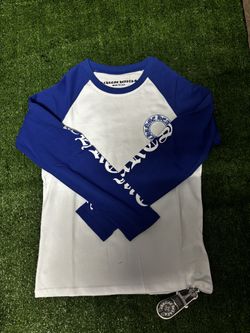 Blue and white chrome heart long sleeve