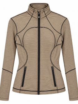 Lululemon Forme Jacket Cuffins Tonka Stripe Black Tan Sz 8