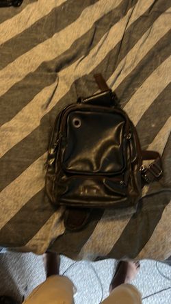 Black leather backpack