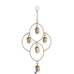 Brand New World Market Gold Metal Ogee And Bells Wind Chime