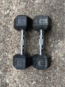 10 lb dumbbells 10lbs dumbbell set lbs Rubber hex weights weight 10lb pair pounds pound ten #
