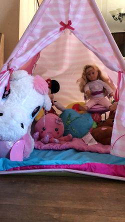 Pink Striped Kids Play Tent / Teepee
