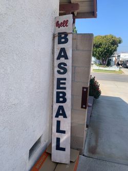 Hello Baseball Wood Porch Decor Sign