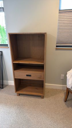 Wood bookcase with drawer