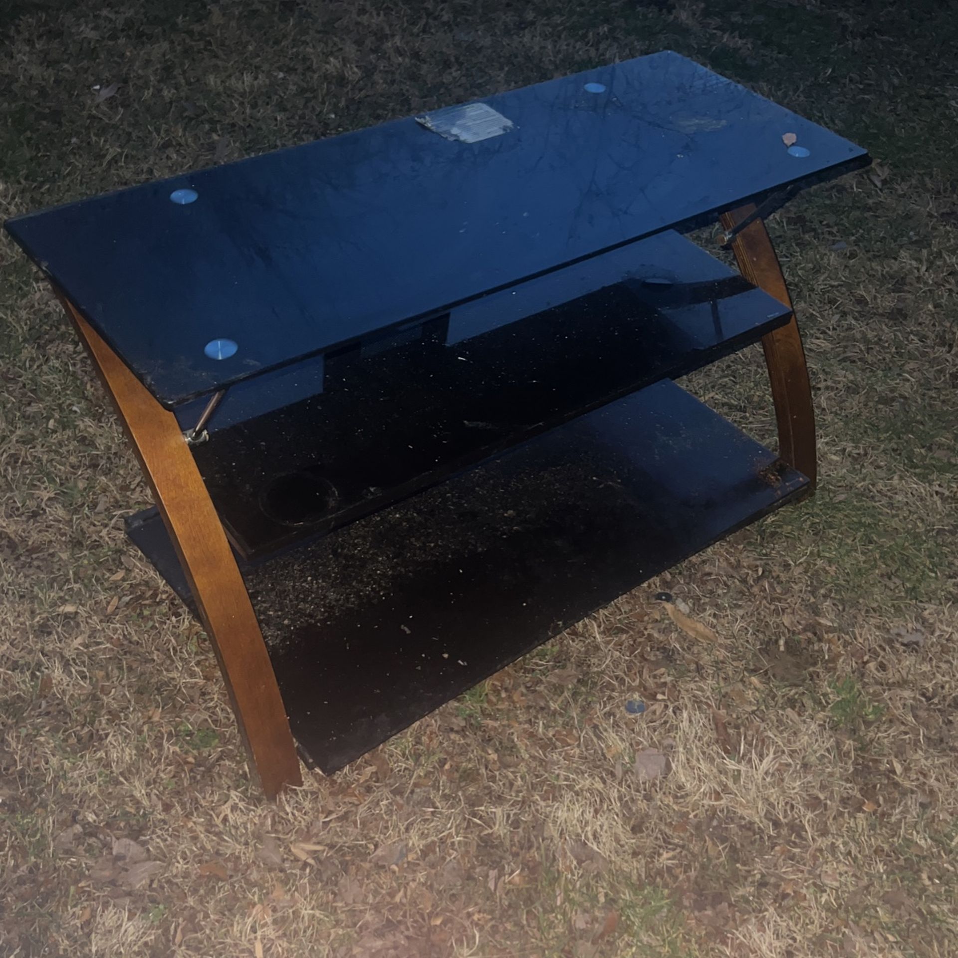 Tv Stand With Black Glass Shelving 