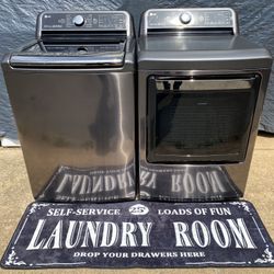 LG TurboSteam Top Load Inverter Direct Drive Washer and Dryer Set - Black Stainless Steel