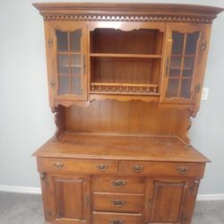 Antique  Solid Oak China Hutch