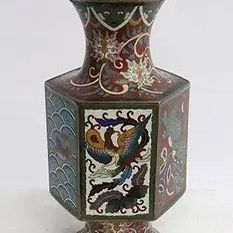 Vintage Chinese Hexagonal Cloisonné Vase