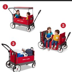 Radio Flyer Convertible Kid & Cargo Stroller Wagon with Canopy: Steel & Plastic Frame