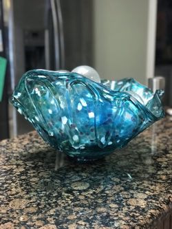 Pier 1 Large Blown Glass Bowl and Orbs