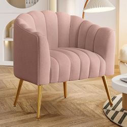Oversized Pumpkin Couch Accent Chair, Modern Comfy Velvet Upholstered Barrel Chairs, Luxury Single Sofa Armchair for Living Room, Waiting Room, Office