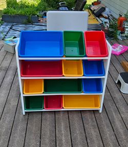 Rack and bins. 
H 31" x W 34" x D 11"
