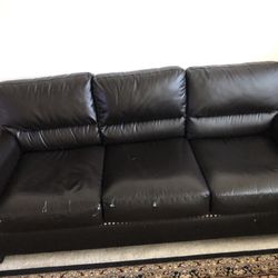 Black Leather Couch And Love Set