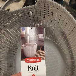 2 New Gray Plastic Weave Bins  