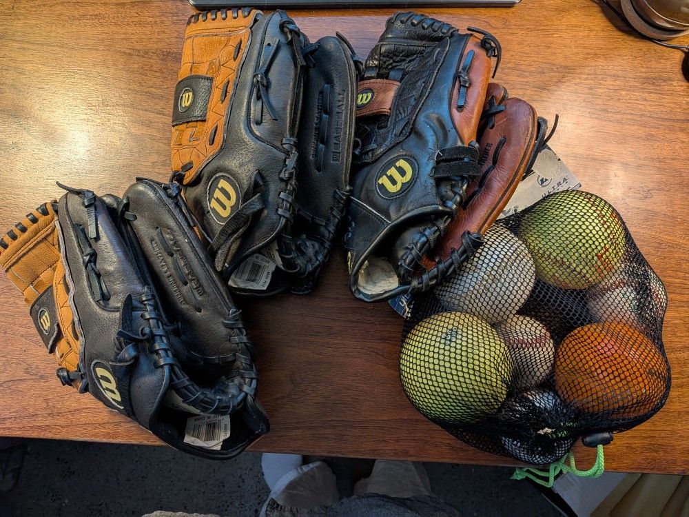 Free Softballs & 3 Mitts