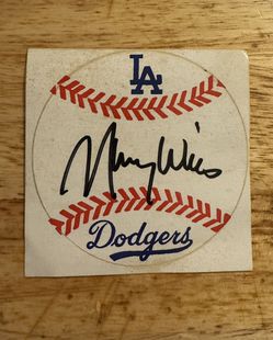 Maury Wills Signed LA Dodgers Sticker
