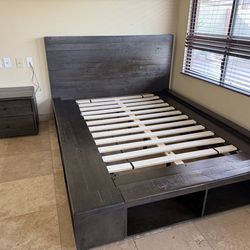 Queen bed frame and nightstand