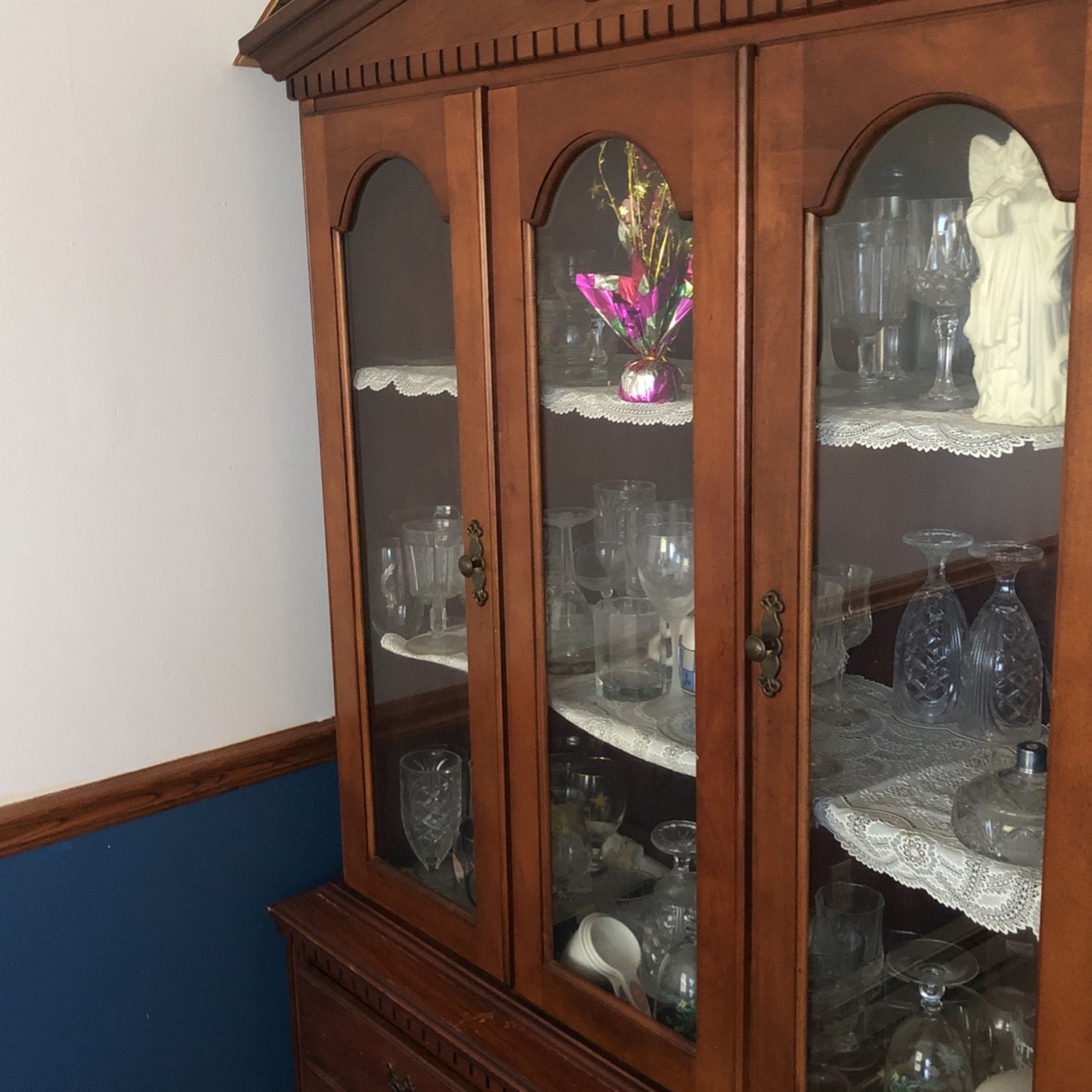 China Cabinet W/ Dishes