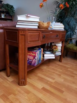 Thomasville handcrafted wooden end table or console table