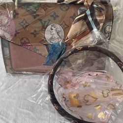 Brown Trending  Bag Set With Headband And Lipgloss 