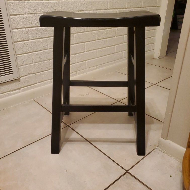 2 Piece Set Of All Black Wooden Contemporary/Mid century modern Saddle Seat High Top/Bar Height No Back Stools