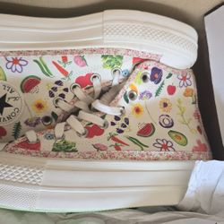 Womens Shoes Converse Chuck Taylor All Star Lift Hi - A06063 Egret/Green Beam